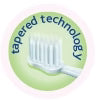 Logo of a toothbrush with 'tapered technology' text on a green circle. Chicco Toothbrush Blue 6M to 36M go littles product image 11