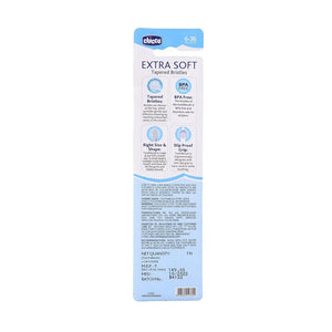 Package of Chicco Extra Soft teething ring with text and branding on a white background. Chicco Toothbrush Blue 6M to 36M go littles product image 3