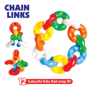 Colorful chain links toy with text on a white background. Funskool Giggles Chain Links at Go Littles product image 5