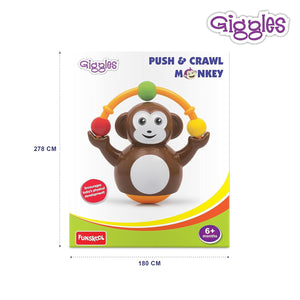 Funskool_Giggles_Push_N_Crawl_Monkey_at_Go_Littles_product_image_5.Giggles Push & Crawl Monkey toy packaging on a white background