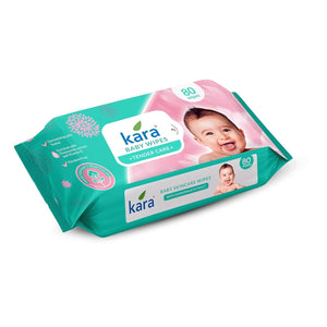 Pack of Kara baby wipes with a child's face on the packaging against a white background. Kara Cleaning Baby Wipes 80pcs go littles product main image