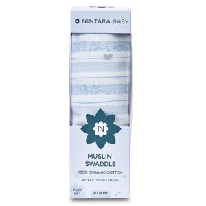 Nintara Baby Muslin Baby Swaddle All Heart 47" x 47" Extra Large at Go Littles product main image