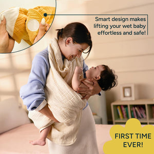 Nintara Baby Muslin Hooded Towel 38" X 38" Butterscotch at Go Littles product main image 2