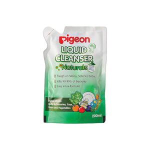 Pigeon Liquid Cleanser Naturals packaging on a white background. Pigeon Liquid Cleanser 200ml Refill go littles product main image