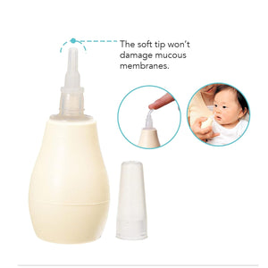 Baby nasal aspirator with soft tip design on a white background. Pigeon Nose Cleaner go littles product image 8