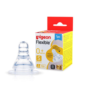 Pigeon flexible baby bottle nipple packaging with clear nipple on a white background. Pigeon Peristaltic Nipple S go littles product image 2