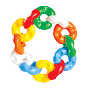 Colorful plastic baby teething ring on a white background. Funskool Giggles Chain Links at Go Littles product image 6