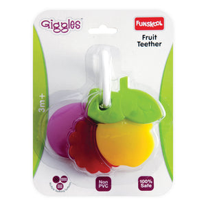 Funskool Giggles Fruit Teether at Go Littles product image 1. Giggles fruit teether packaging with colorful design on a white background