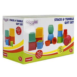 Funskool Giggles Stack N Tumble Gift Set at go littles product image 2. Giggles Stack & Tumble gift set packaging on a white background