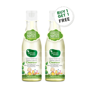 Two bottles of Mother Sparsh baby liquid cleanser with a 'Buy 1 Get 1 Free' offer on a white background. MotherSparsh Baby Liquid Cleanser Bottle175mlx2 (Buy 1 Get 1)