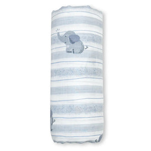 Nintara Baby Muslin Baby Swaddle  Extra-Large 47" x 47" Little Elephants Design at go littles product image 9