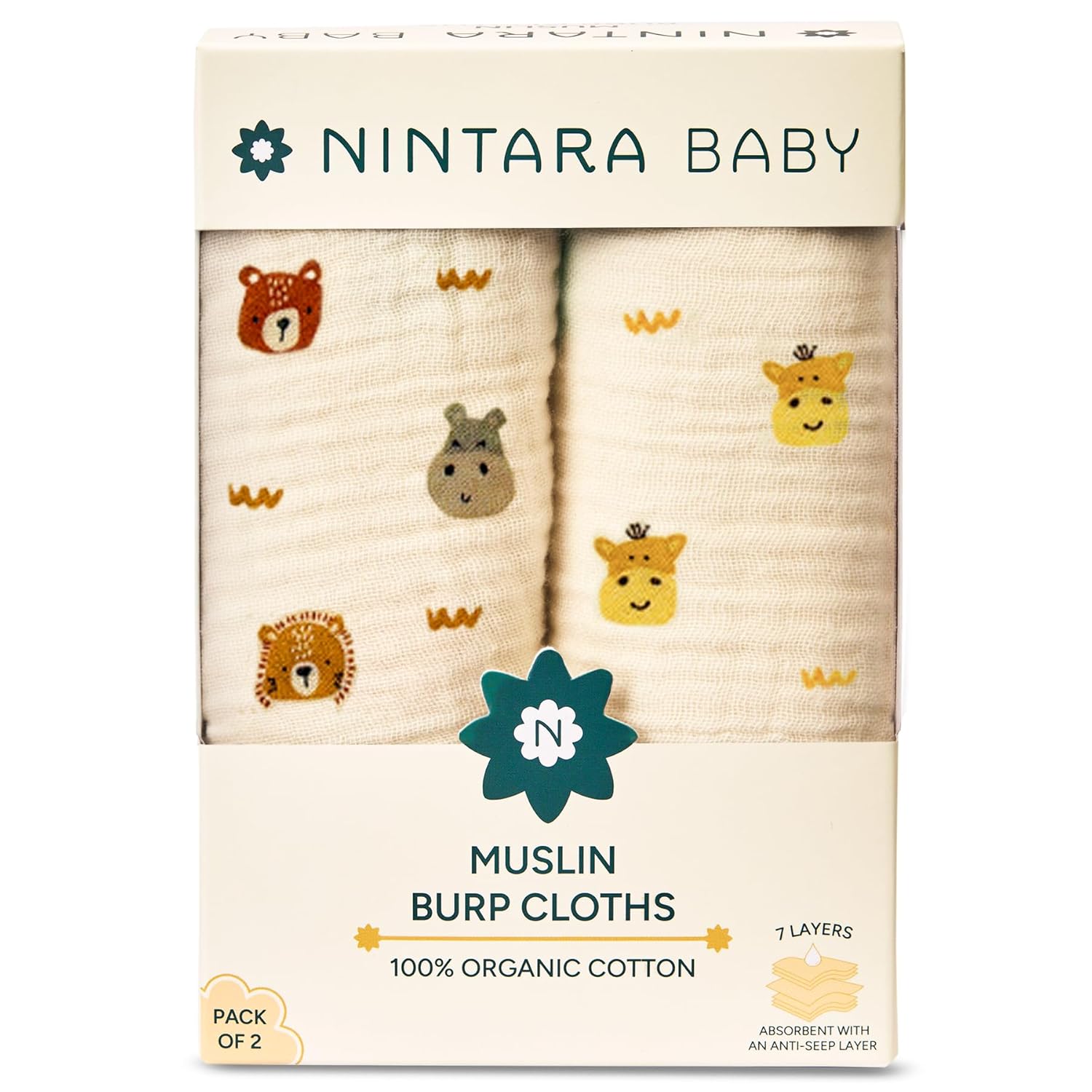 Nintara_Baby_Organic_Cotton_Burp_Cloths_Animal_Friends_22_x_12_at_Go_Littles_product_image 4