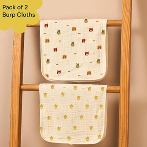 Nintara Baby Organic Cotton Burp Cloths Animal Friends  22 x 12 at Go Littles product main image