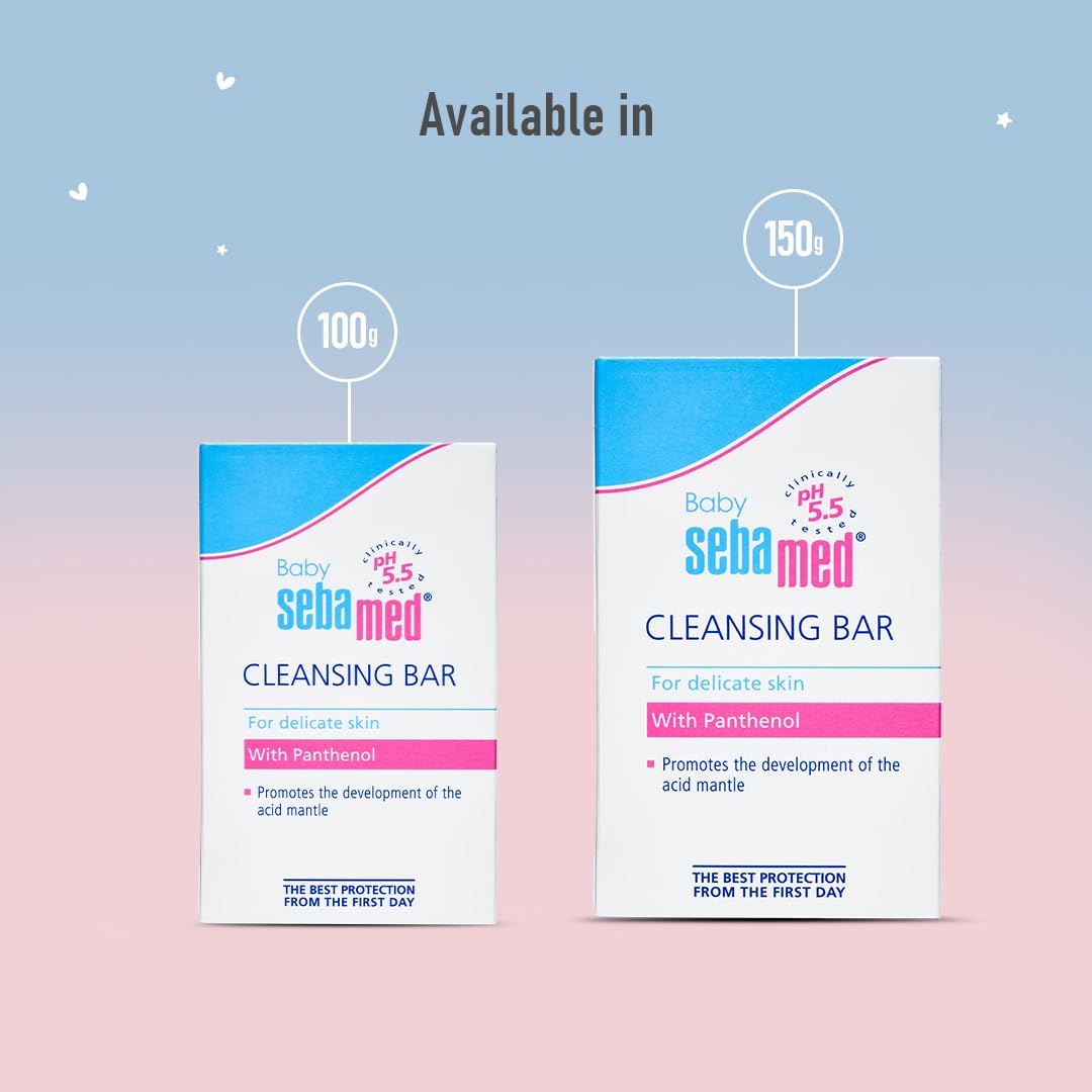 Two packages of Sebamed cleansing bars on a gradient background